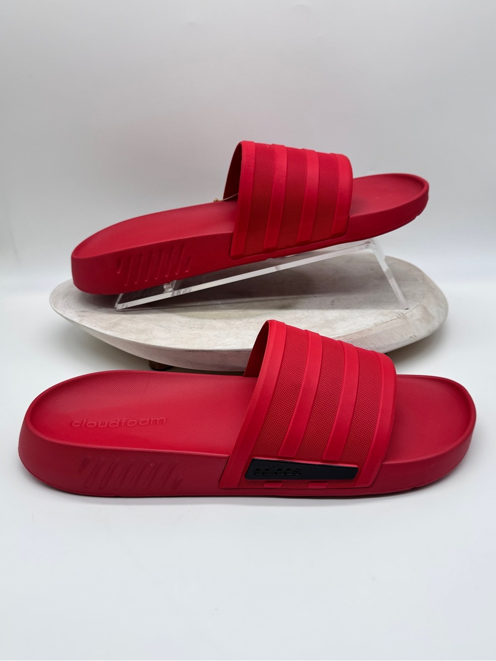 Adidas Racer TR Slides Scarlet Red Black Cloudfoam Men 12 Women 13 GV7409 NWT